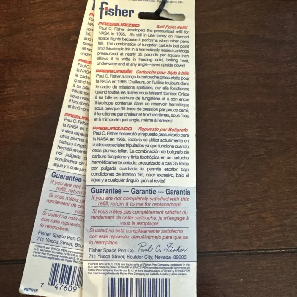 2 Fisher Space Pen Refills SPR4F Pressurized Cartridge Black Ink Fine Point OEM